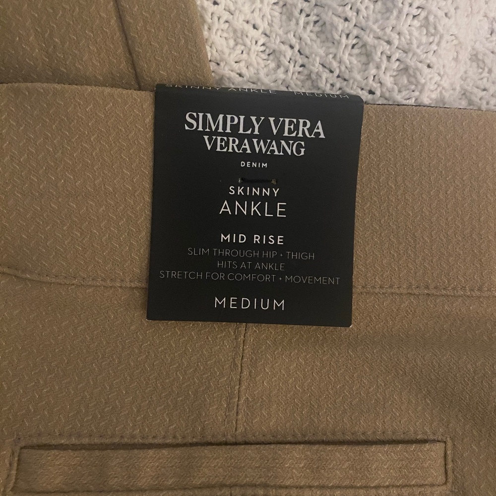 Simply Vera Skinny Ankle Twill Pant Size Medium